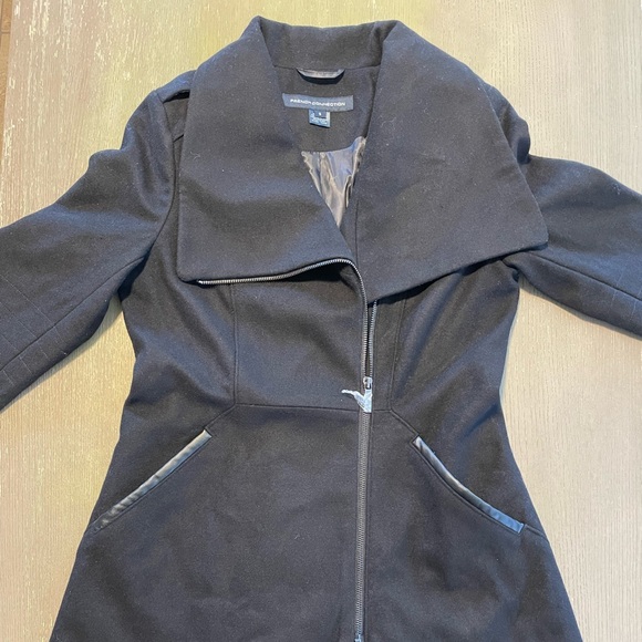 French Connection Tulip Hem Asymmetrical Hem Wool Blend Coat - Picture 1 of 6